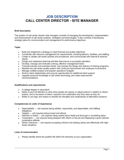 Business-in-a-Box's Call Center Director_Site Manager Job Description Template
