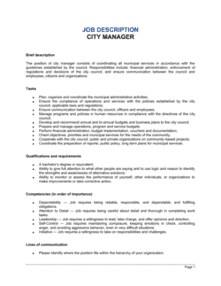 Business-in-a-Box's City Manager Job Description Template