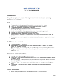 Business-in-a-Box's City Treasurer Job Description Template