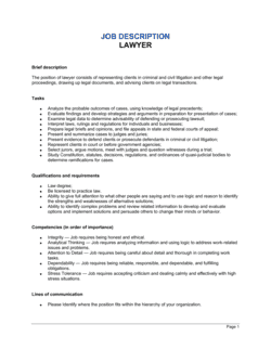 Lawyer Job Description