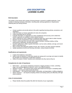 Business-in-a-Box's License Clerk Job Description Template