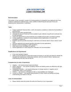 Business-in-a-Box's Loan Counselor Job Description Template
