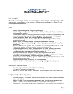 Business-in-a-Box's Marketing Assistant Job Description Template