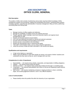 Business-in-a-Box's Office Clerk_General Job Description Template