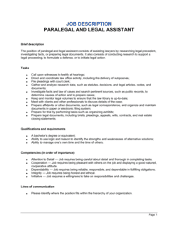 Business-in-a-Box's Paralegal and Legal Assistant Job Description Template