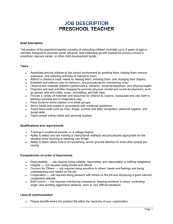 Business-in-a-Box's Preschool Teacher Job Description Template