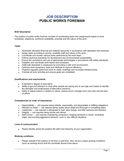 Business-in-a-Box's Public Works Foreman Job Description Template