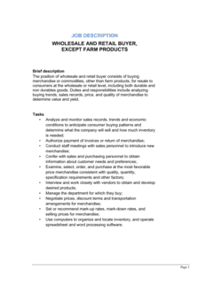 Business-in-a-Box's Wholesale and Retail Buyer (Except Farm Products) Job Description Template