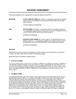 Business-in-a-Box's Escrow Agreement Template