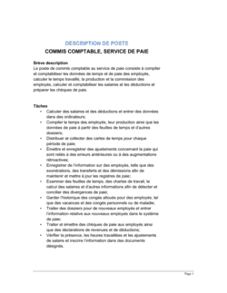 Business-in-a-Box's Commis comptable service de paie Description de poste