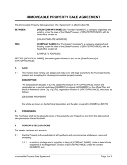 Business-in-a-Box's Immoveable Property Sale Agreement Template