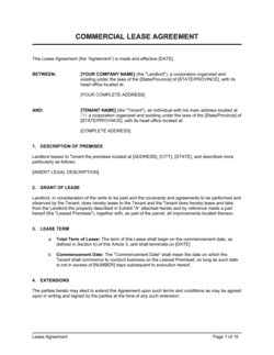 Business-in-a-Box's Commercial Lease Agreement Template