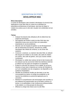 Business-in-a-Box's Développeur Web Description de poste