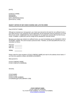 Business-in-a-Box's Notice of NSF Check Charge and Late Fee Owed Template