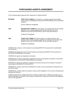 Business-in-a-Box's Purchasing Agents Agreement Template