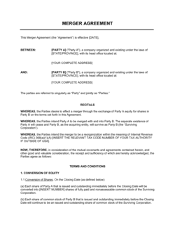 Business-in-a-Box's Merger Agreement Template