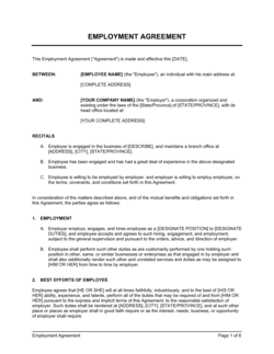 employment agreement template by business in a box