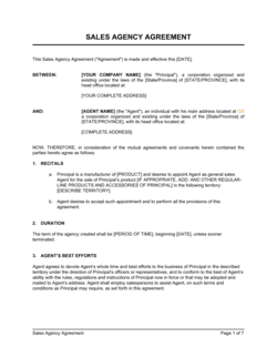 Business-in-a-Box's Sales Agency Agreement Template