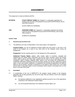 Business-in-a-Box's Assignment Agreement Template
