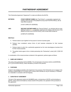 Business-in-a-Box's Partnership Agreement Template