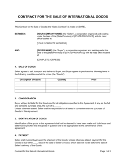 Business-in-a-Box's Sale Agreement for International Goods Template