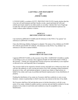 Business-in-a-Box's Last Will and Testament - Married with Children Template