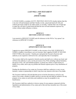 Business-in-a-Box's Last Will and Testament - Married with No Children Template