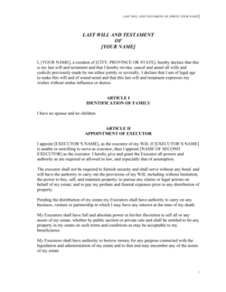 Business-in-a-Box's Last Will and Testament - Single with No Children Template