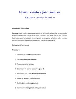 How to Create a Joint Venture