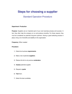 How to Select a Supplier