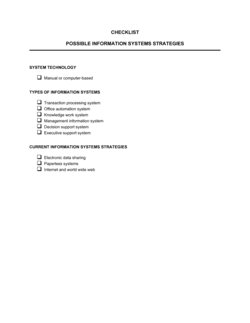 Business-in-a-Box's Checklist Possible Information Systems Strategies Template