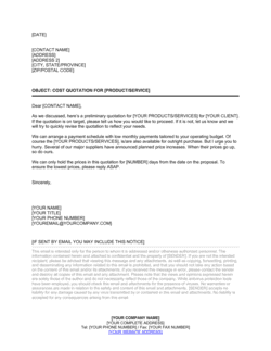 Business-in-a-Box's Cover Letter for a Cost Quotation Template