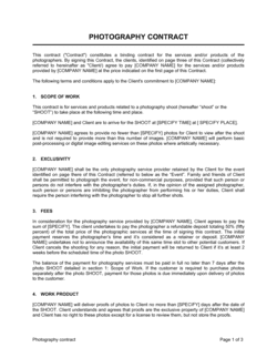 Business-in-a-Box's Photography Contract Template