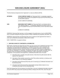 Business-in-a-Box's Non Disclosure Agreement Nda Template