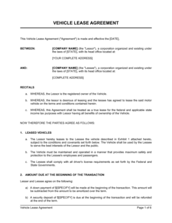 Business-in-a-Box's Vehicle Lease Agreement Template
