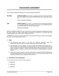 concession agreement template