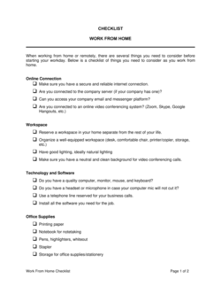 Business-in-a-Box's Work From Home Checklist Template