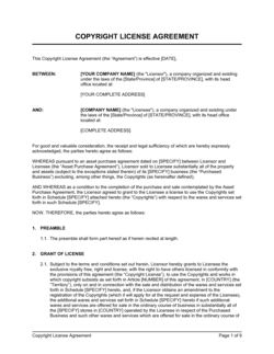 Business-in-a-Box's Copyright License Agreement Template