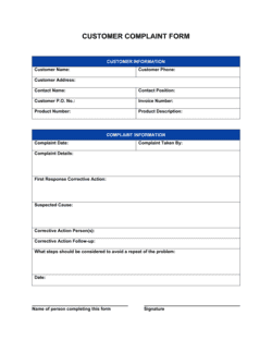 Customer Complaint Form