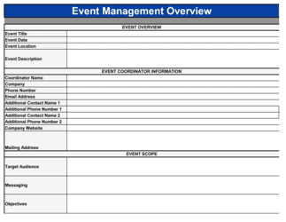 Business-in-a-Box's Event Management Template Template