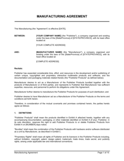 Business-in-a-Box's Manufacturing Agreement Template