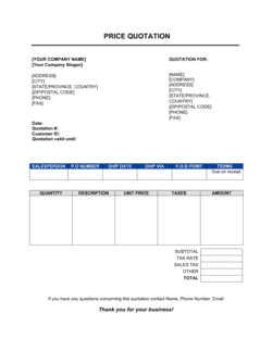 Business-in-a-Box's Price Quotation Template