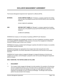 Business-in-a-Box's Exclusive Management Agreement Template