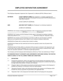 Business-in-a-Box's Employee Separation Agreement Template