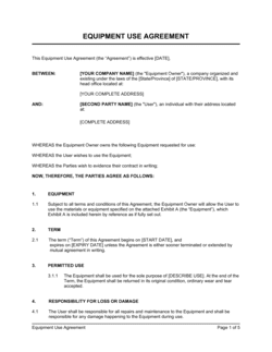 Business-in-a-Box's Equipment Use Agreement Template