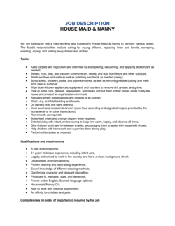 Business-in-a-Box's House Maid and Nanny Job Description Template