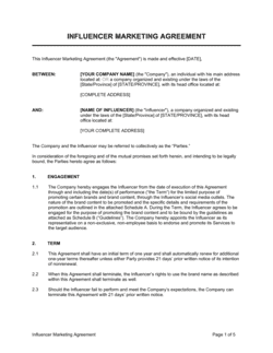 Business-in-a-Box's Influencer Marketing Agreement Template