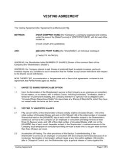 Business-in-a-Box's Vesting Agreement Template