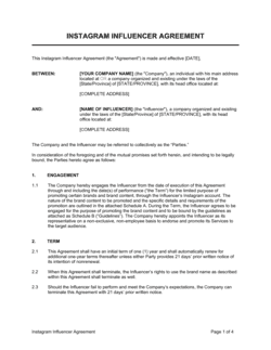 Business-in-a-Box's Instagram Influencer Agreement Template