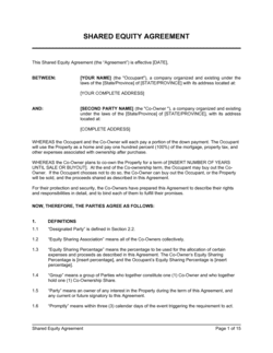 Business-in-a-Box's Shared Equity Agreement Template